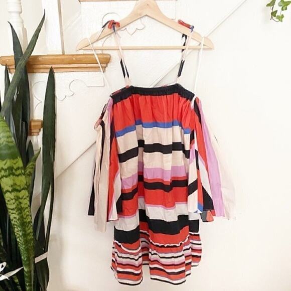 Nicholas Amalfi Striped dress off shoulders sz 4 - Picture 2 of 7